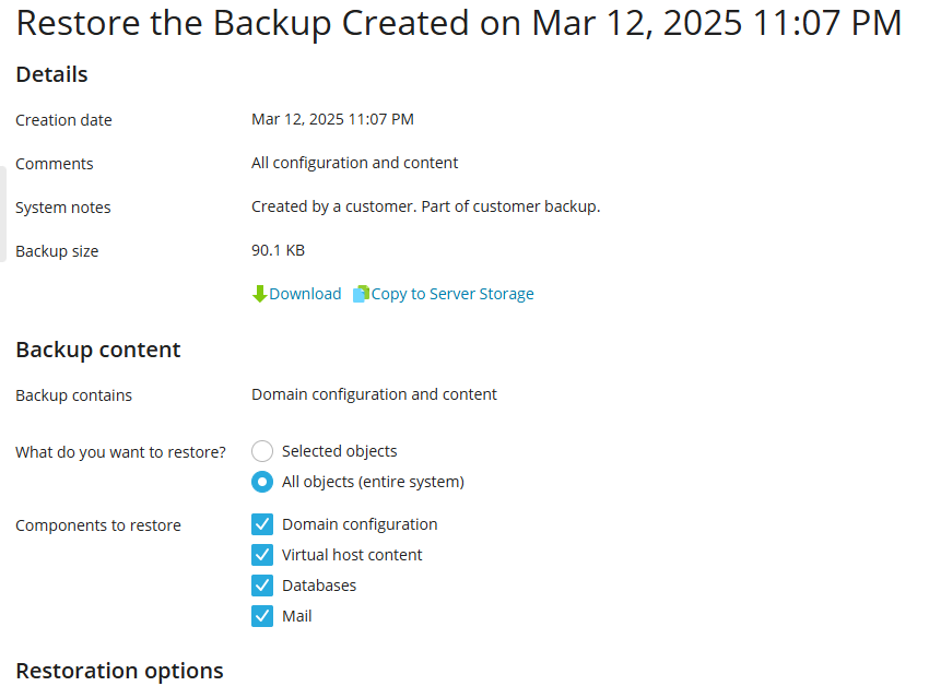Step 3, choose which objects you wish to restore.